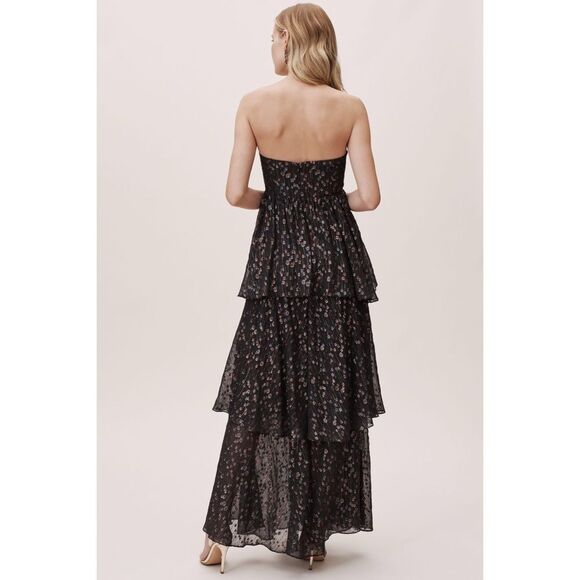 Free People x Mestiza Brianna Metallic Strapless Ruffle Tiered Gown $795 Sz 10 - Picture 6 of 8